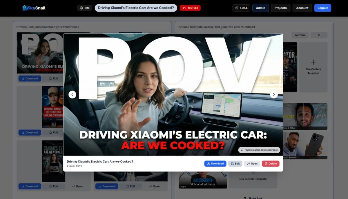 AI Thumbnail Generation Feature